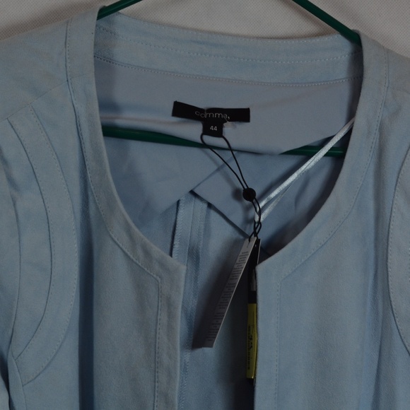 Soft Blue Faux Shammy-like Bolero Style Jacket Sz 14 Comma NWT - Picture 4 of 8